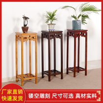 Floor-floor Chinese solid wood flower shelf shelf multilayer pendulum piece elm wood shelving brief indoor home flower pot shelf