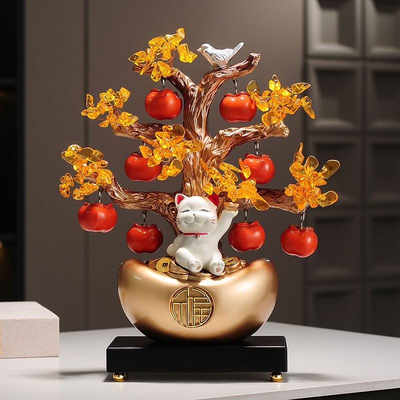 Everything Goes Well, Money Tree, Lucky Cat Figurine, Office, Living Room, Wealth-Attracting, Wine Cabinet Decoration, Opening Ceremony, Housewarming Gift Everything Goes Well, Money Tree, Lucky Cat Figurine, Office, Living Room, Wealth-Attracting, Wine Cabinet Decoration, Opening Ceremony, Housewarming Gift