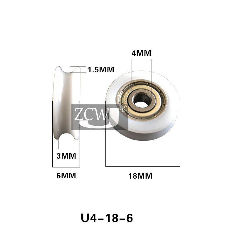 Nylon guide wheel 624 plastic bearing nylon u-type f aluminum alloy wheel groove wheel nylon pulley hanging wheel cam wheel 4*18*