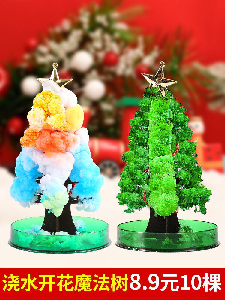 Paper tree flowering Christmas tree magical watering growth creative magic crystal tree diy handmade toy Christmas gift