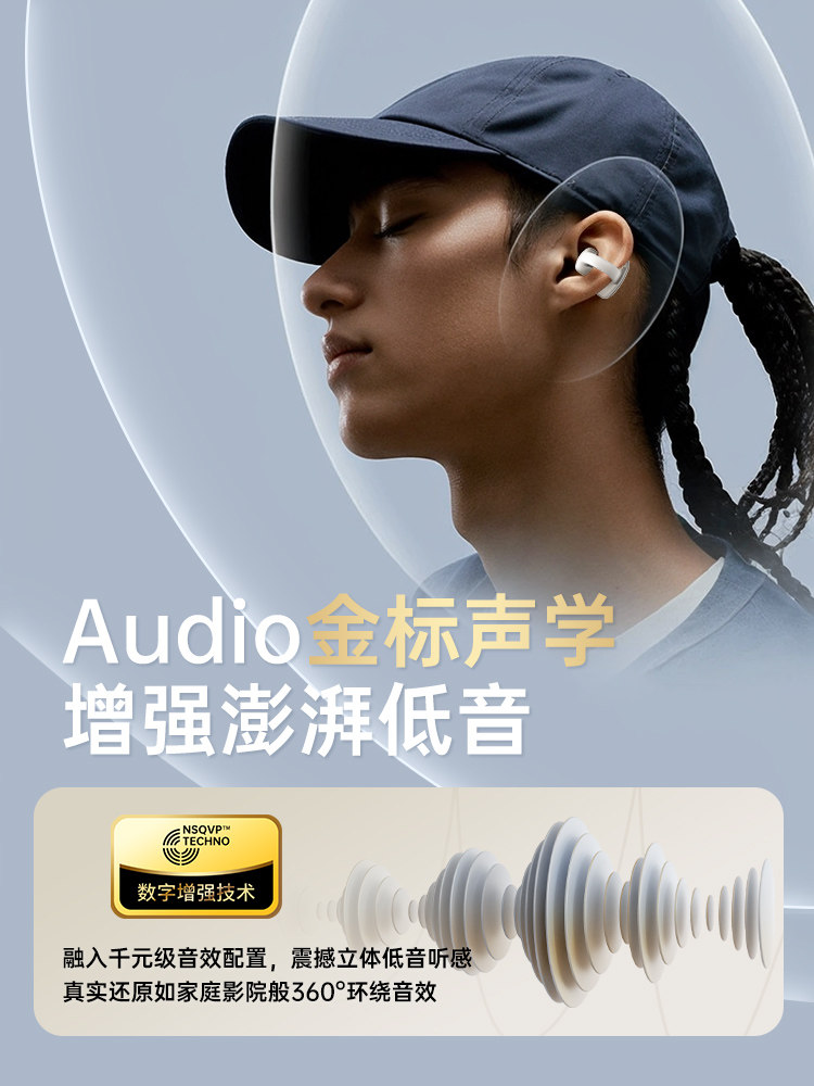 Bluetooth Earphones, Clip-On Bone Conduction, 2025 New Model, Wireless, Sports, Non-In-Ear, Running, Over-Ear, High-Quality, Open Design