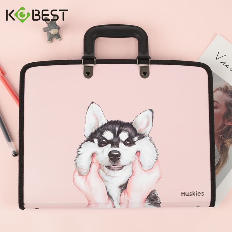 Cong more than 100 clamping bag multilayer folder student with hand curly classification Korean version containing box document bag female paper clip multifunction large capacity transparent high school students insert page information pagination deviner