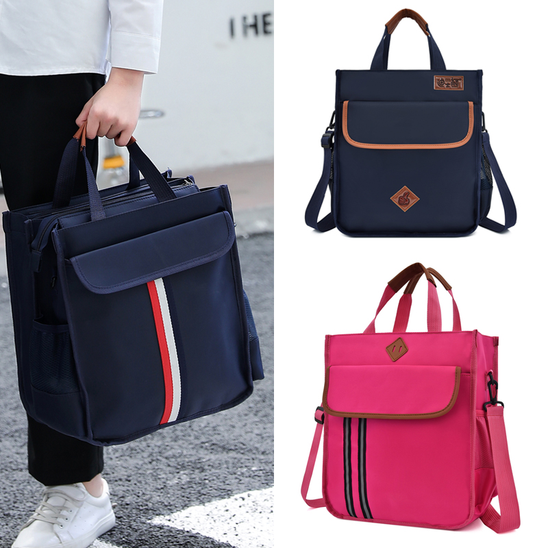 Student triple shouldback large capacity handbag carrying book bag Canvas Waterproof Elementary School Students Supplementary School Bags Children Art Bags Men Middle School Students Cram Bags Collection Bags Collection Bags Fine Art Bags Laced Paper Bags