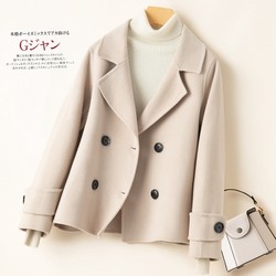 Double-sided cashmere coat women's short high-end 2023 new small suit Hepburn style versatile woolen coat