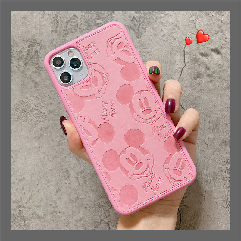 Cute couple's cartoon Mitch applies 11Pro Max Apple 11 mobile phone protection shell iPhone X pink silicone cover 7 8plus full package se2 anti-fall XR net red