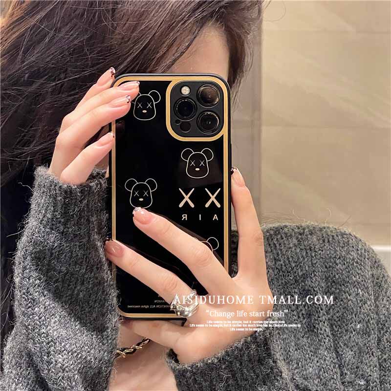 Tide brand cartoon violent bear is suitable for iPhone13 12promax Apple 11 mobile phone case xs xr new xsmax glass 7p all-inclusive 8plus anti-fall 13