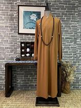Qi Xin Monk Clothes Summer Thin Tencel Cotton Earthy Yellow Long Gown B Series Brown Long Gown Gray Purple Monk Clothes