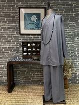 Qi Xin Monk Clothes Summer Spring Autumn Style PWN Gray Yellow Long Coat Luo Han Coat Suit Short Coat Suit Monk Clothes