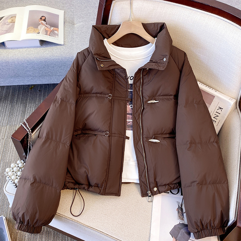 Melard Brown Coffee-Colored Short Puffer down Jacket for Women, 2024 Winter New Style, Petite Size, Popular Bread Coat