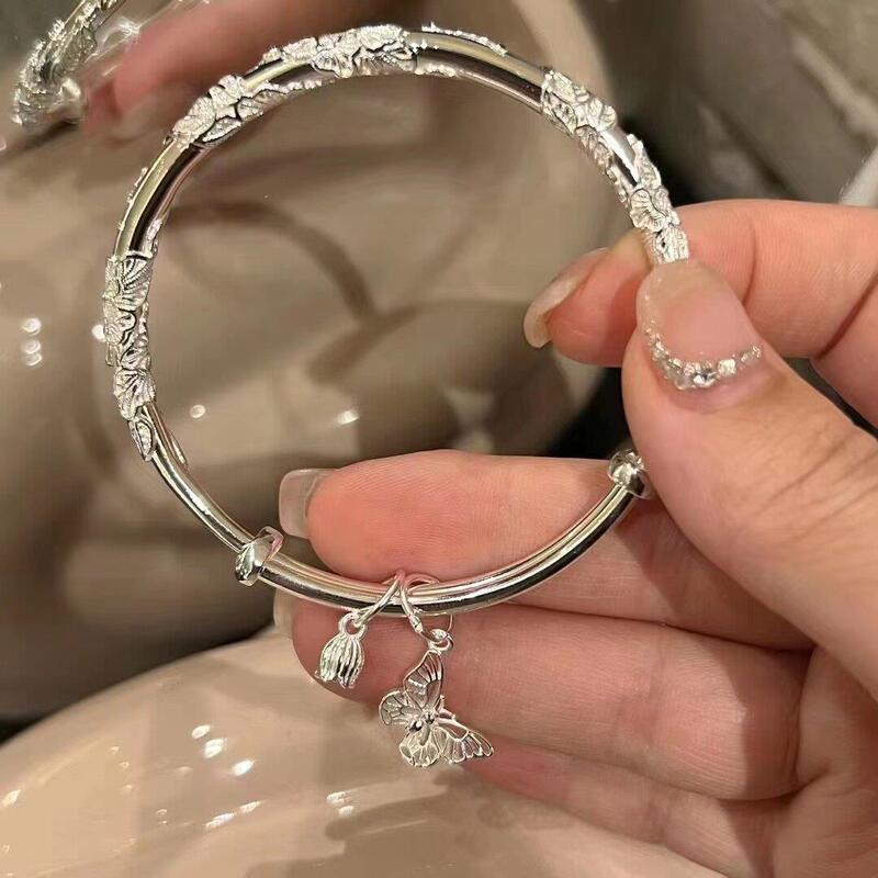 Solid, Flowery, Silver-Plated, Starry Push-Pull Bracelet for Women, Young Style, Gift for Girlfriend on Valentine's Day 99