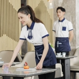 京橙 Белый комбинезон официанта для женщин в отелях, западных ресторанах, кофе, чай с молоком, пирожные, летние гостиничные летние короткие рукава