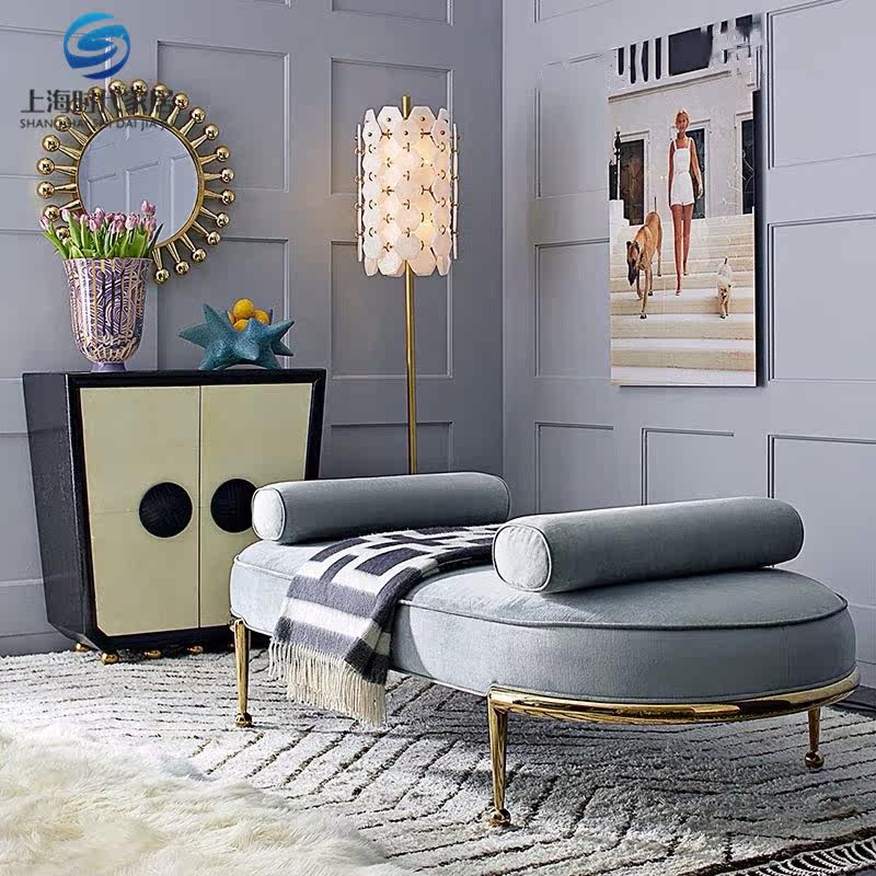 Nordic light luxury bed end stool simple living room leisure sofa bench pedal modern clothing store shoe store shoe changing stool