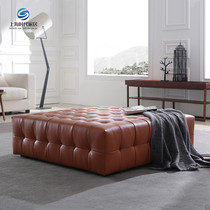 American genuine leather solid wood pull buckle home sofa footrest Bench Living-room Tea Table Bench Cloakroom Clothing Shop Swap bench