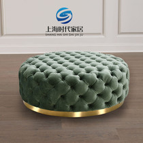 American light and luxurious round pull-buttoned suede cloth for shoes and bench living-room sofa pedalling modern clothing shop cloakroom with a stool