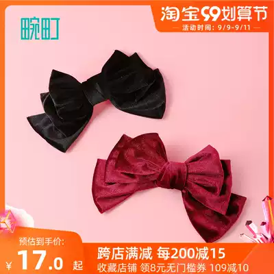 Wamachi golden velvet bow hairclip back hairhairclip ins Wind fairy hair hairclip Net red headgear clip