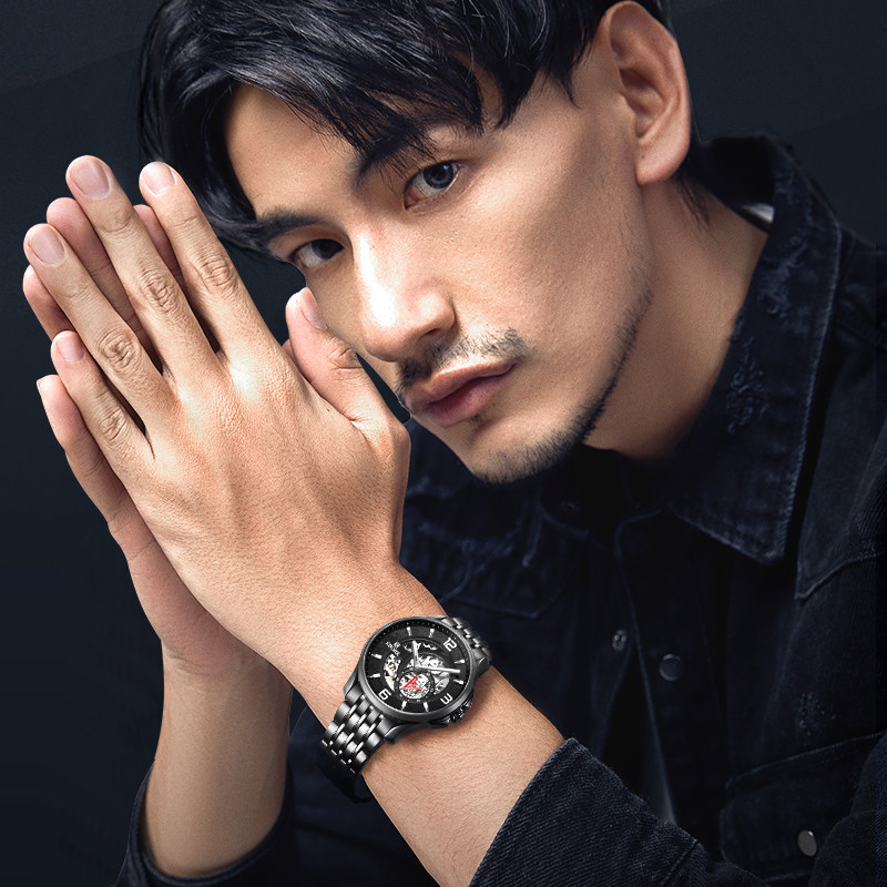 EBOHR watch male hollow mechanical male watch personality fashion small second plate steel belt 5117