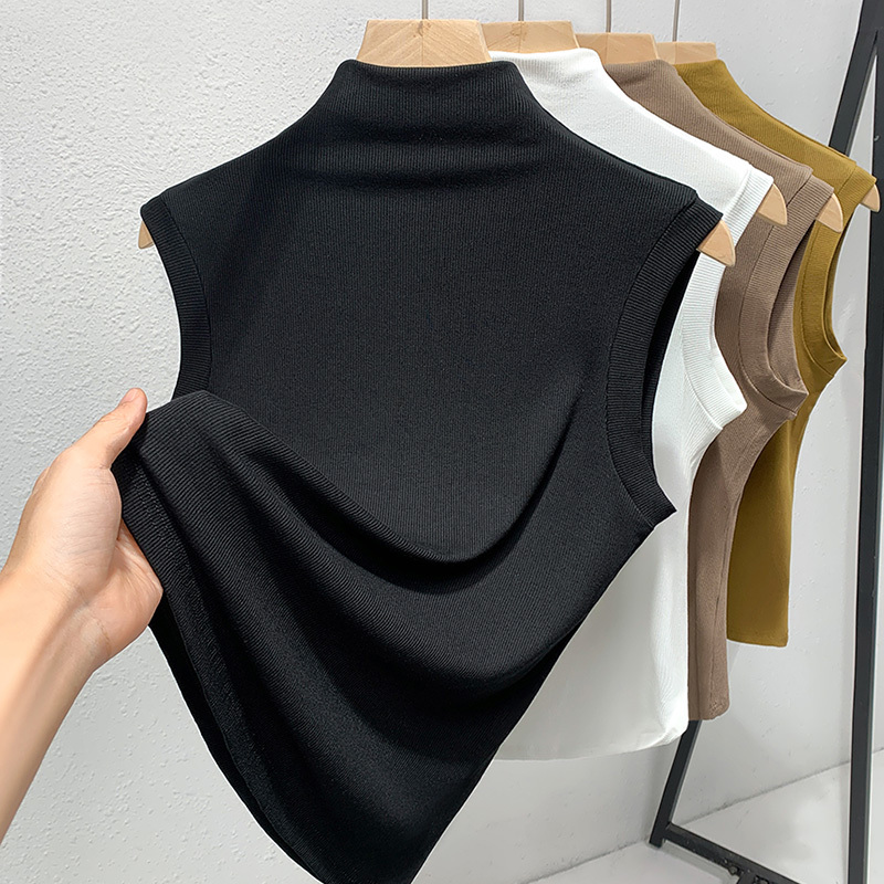 Modal High-Neck Sleeveless Vest for Women, Can Be Worn as an Outer Layer, 2026 Spring New Slim-Fit Black Top for Women