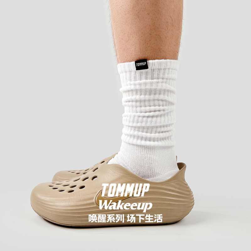 Tommup Men's Summer Pure Cotton Mid-Calf Socks, White Japanese Style Thick Knit Slouch Socks, Odor-Resistant, Sweat-Absorbent, Solid Color Long Socks