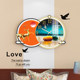Dilan Wooden Clock Decorative Painting Silent Wall Watch with Wall Sticker