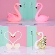 Flamingbird cake decoration pink birthday baking pink swan decoration accessories for birthday slot