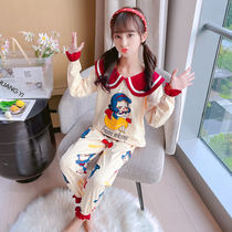 Girls home clothes set Spring and Autumn new childrens cotton pajamas girls cartoon long sleeve two-piece set