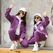 2021 autumn new is not the same parent-child Womens tooling set fried street mother hooded sweater three-piece set