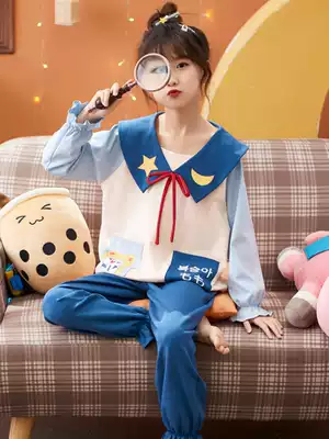Girls' pajamas cotton long sleeve children's Princess Tong big boy suit Spring and Autumn Summer Girl thin model 2021 New