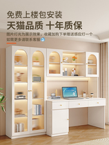 Computer desk desktop home modern simple solid wood desk bookshelf integrated student writing desk bedroom office desk