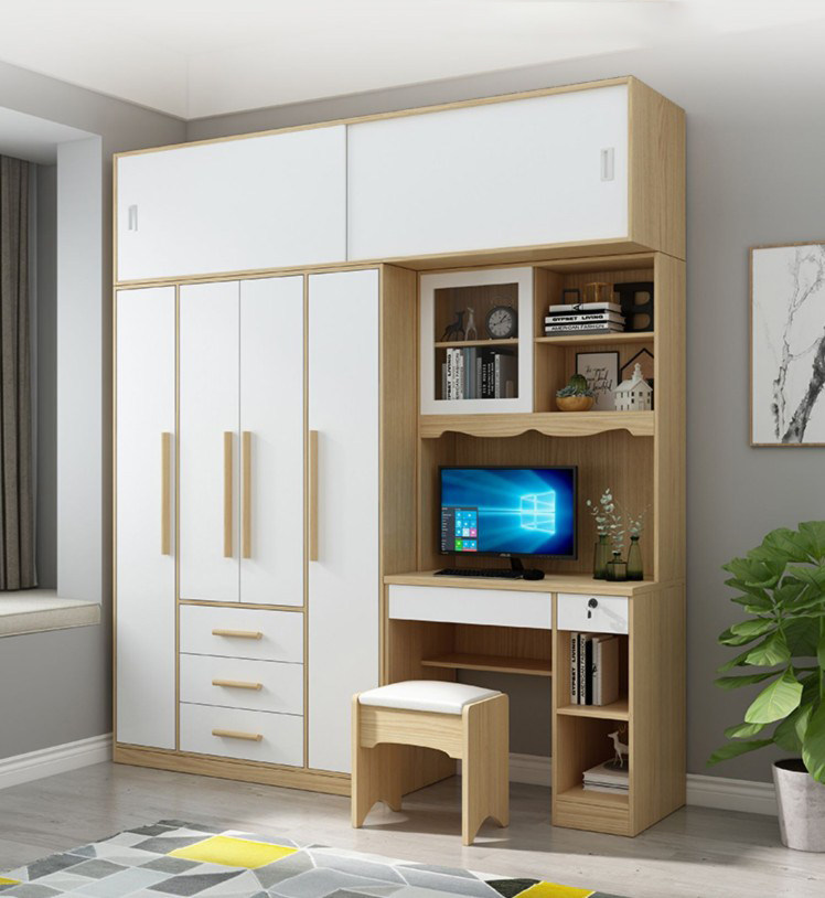 Wardrobe Desk Integrated Small Family Type Brief Modern Children's Room Student Composition Cabinet Computer Desktop Table for Home