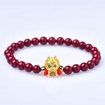 Live supply of zodiac year cinnabar with sand gold dragon bracelet single circle sand gold dragon accessories 2024 five blessing characters three-dimensional