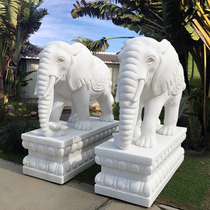 Stone sculpted elephant Han Baiyu Evening Xia Hongshi Elephants A pair of outdoor animal Feng Shui Elephants look at the door town house in front of the door
