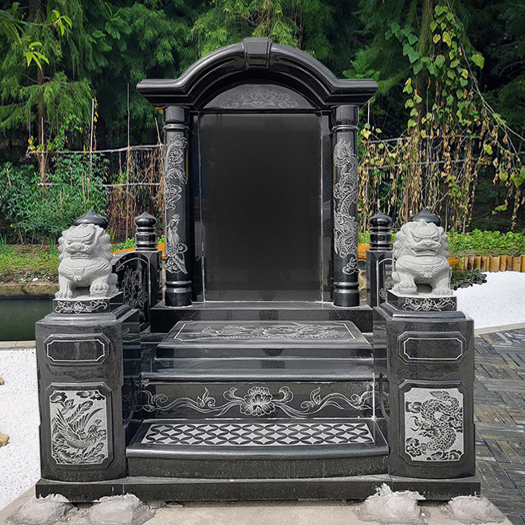 Tombstone rural burial double lettering stone tablet cemetery family tomb finely carved natural stone tomb custom cemetery ornaments