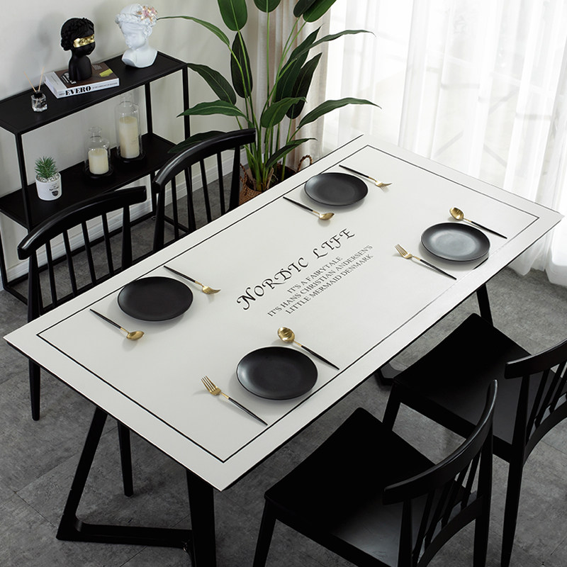 Double-layer leather table mat Nordic PU table mat European high-grade luxury creative coffee table tablecloth Waterproof, oil-proof and anti-hot