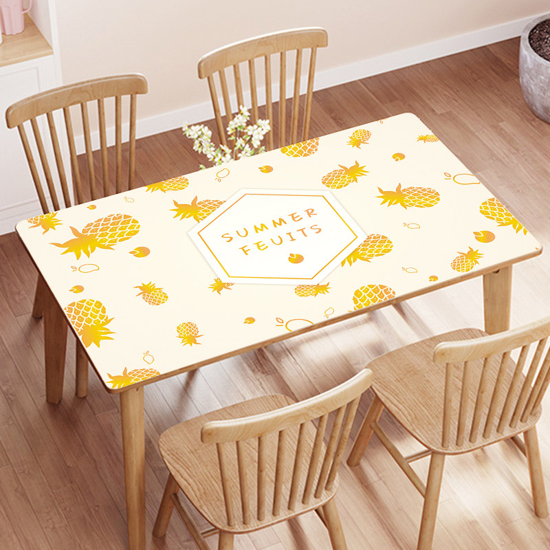 Net red small clear fresh air tea table cloth PVC soft glass printed fruit party table mat waterproof and oil-free