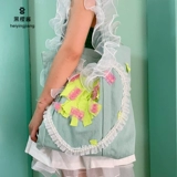 [Черный соус сакура] Оригинальная летняя шоу -девочка сладкая девочка сладкая кружевная кружевная любовь к плеча