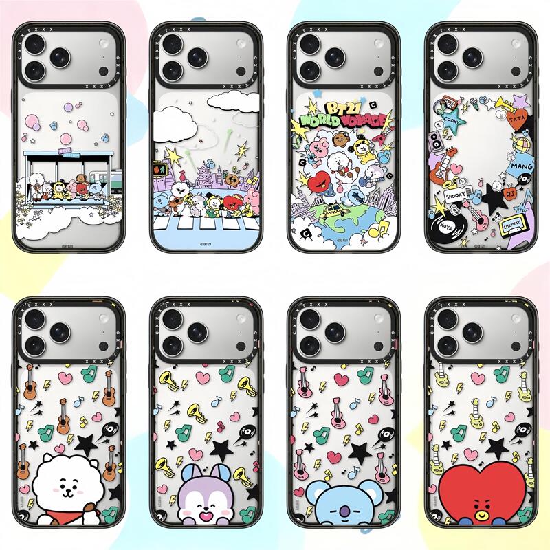 [Hong Kong] Bt21 Cute and Adorable World Voyage Apple 18Promax Case for iPhone 17Pro, 16Pro/15Pro, Bts 14 Shockproof Case