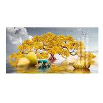 Stone comes to run diamond painting 2024 new living room light luxury money tree 5d full diamond masonry show point diamond cross stitch