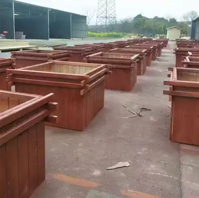 Wood outdoor wooden box wooden original roof carbonization dual-use planting Ecological Solid Wood Road anticorrosive wood flower box carbon