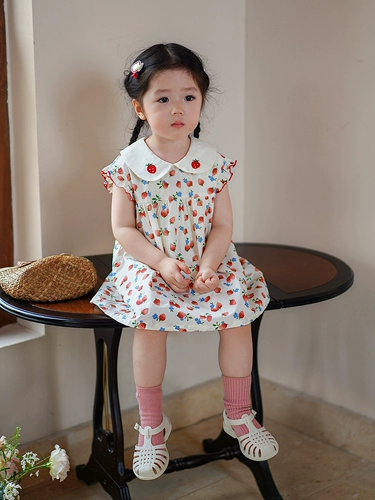 Кукла для девочек, летняя детская клубника, платье без рукавов для принцессы, кукольный воротник