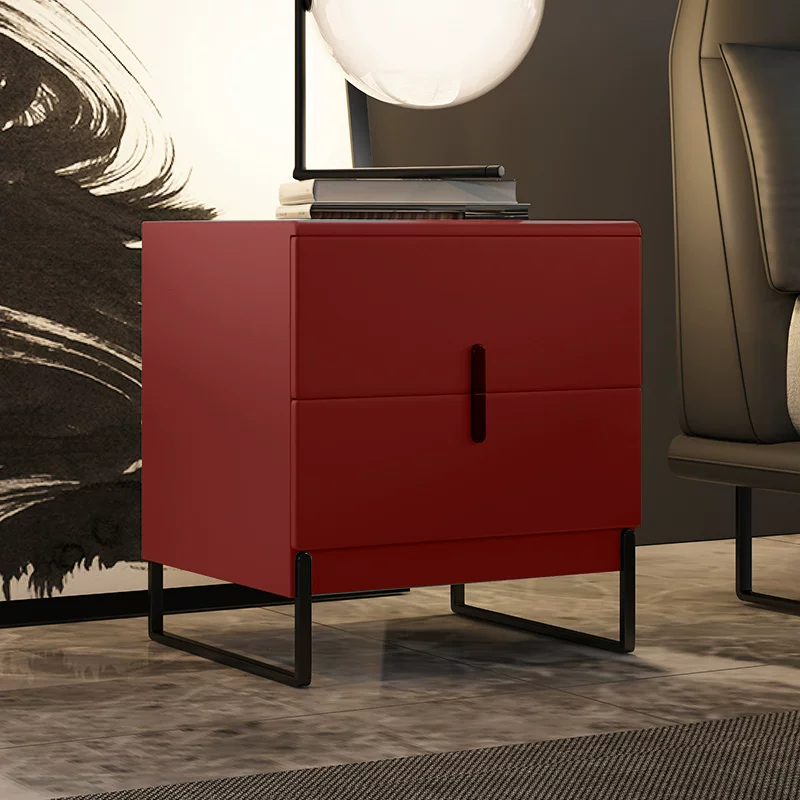 Прикроватная тумбочка Dovinci Nordic из натуральной кожи, простая современная спальня, миниатюрная маленькая роскошная массивная деревянная кожаная тумбочка