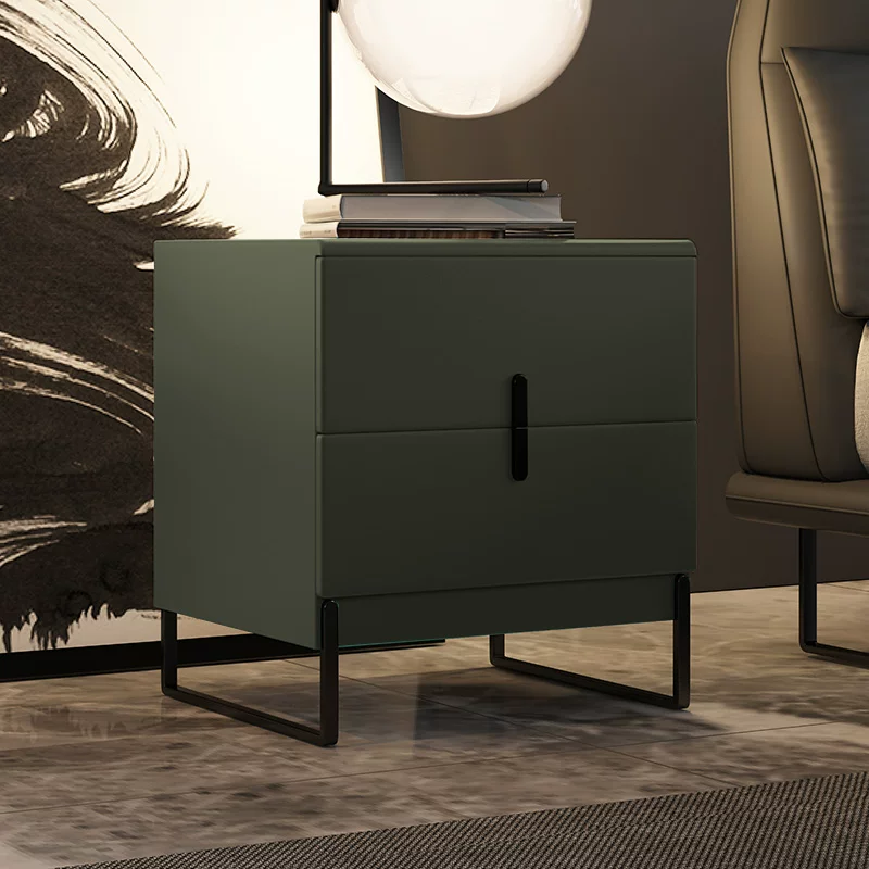 Прикроватная тумбочка Dovinci Nordic из натуральной кожи, простая современная спальня, миниатюрная маленькая роскошная массивная деревянная кожаная тумбочка