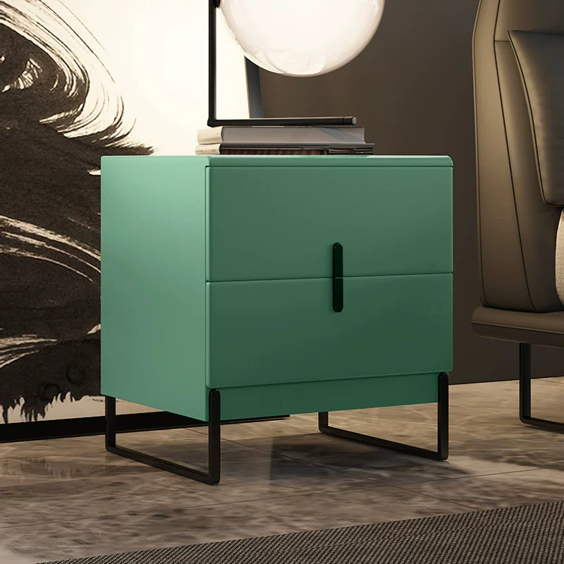 Прикроватная тумбочка Dovinci Nordic из натуральной кожи, простая современная спальня, миниатюрная маленькая роскошная массивная деревянная кожаная тумбочка