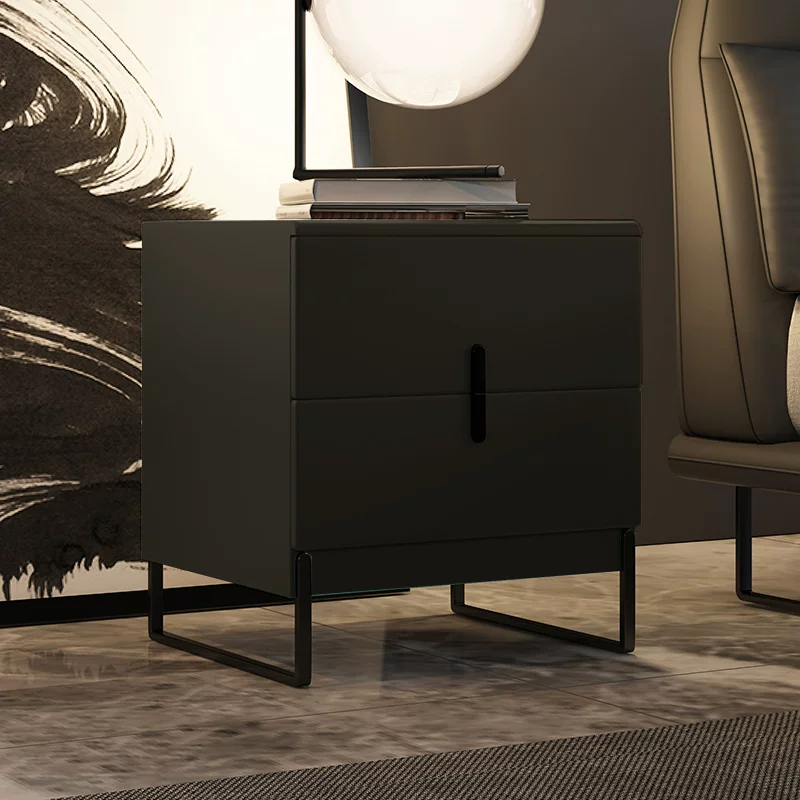 Прикроватная тумбочка Dovinci Nordic из натуральной кожи, простая современная спальня, миниатюрная маленькая роскошная массивная деревянная кожаная тумбочка