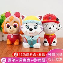 Childrens Gypsum Sculpture Color Toy Piggy Bank Painting Doll White Embryo Intelligence Painting Book Hand Graffiti