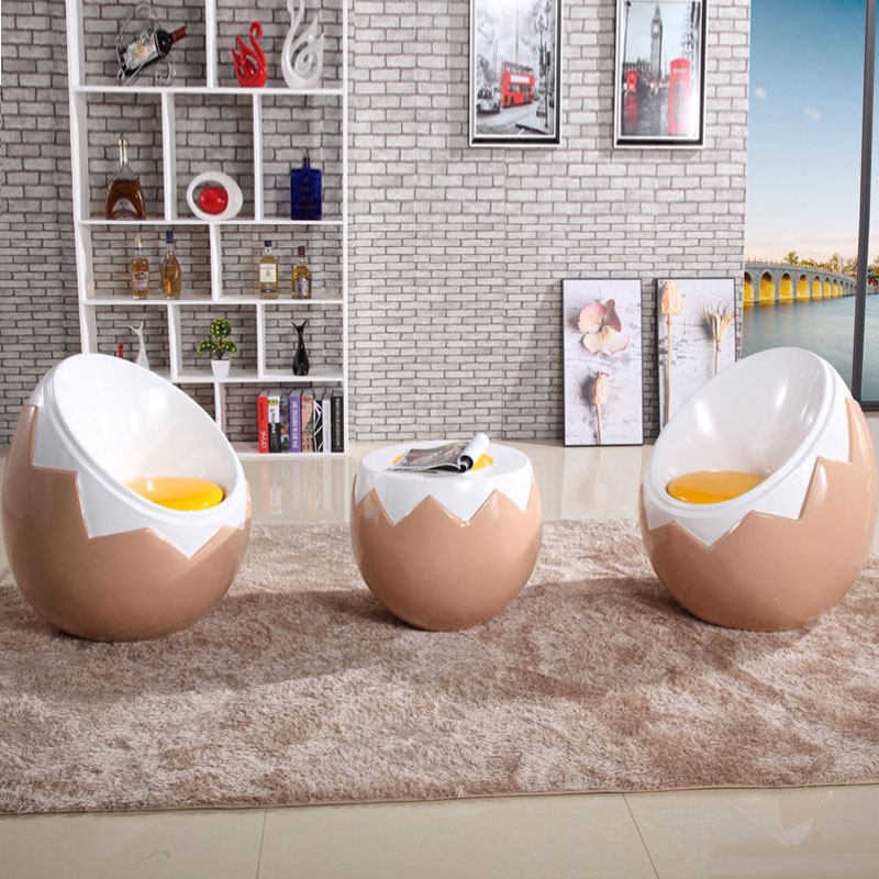 Personality creative young childhood egg shape leisure seat children egg shell chair children's fun theme dining room Leisure table and chair