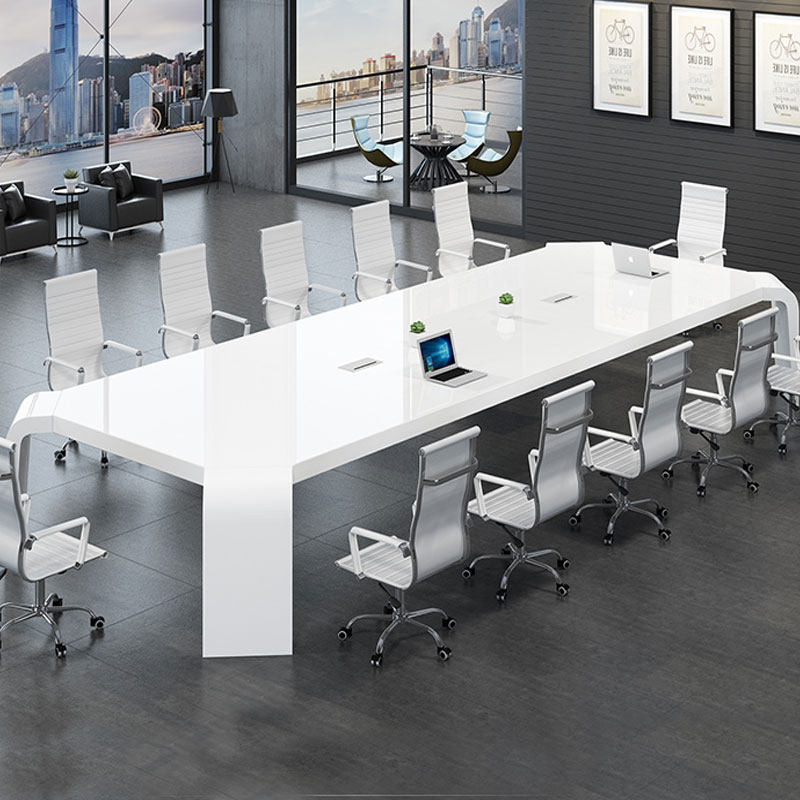 Office furniture Baking Lacquer Conference Table Long Table High-end Rectangular Talks White Talk Table Long Table Meeting Room Table And Chairs Combination