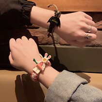 Couples bracelet small leather band a pair of boyfriends exclusive simple cute ins Super fairy high-grade head rope Korean version