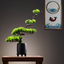 New Chinese simulation welcome pine bonsai model room Living room Entrance restaurant Light luxury vase potted creative ornaments