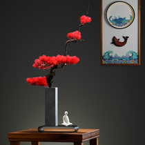 Dried flower vase decoration ornaments living room new Chinese simulation welcome pine bonsai model room creative flower arrangement flower vase
