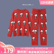 The new soft Mianian pyjamas womens autumn winter cartoon Snubi Coral Fleece thickened half suede This life is home to the family.